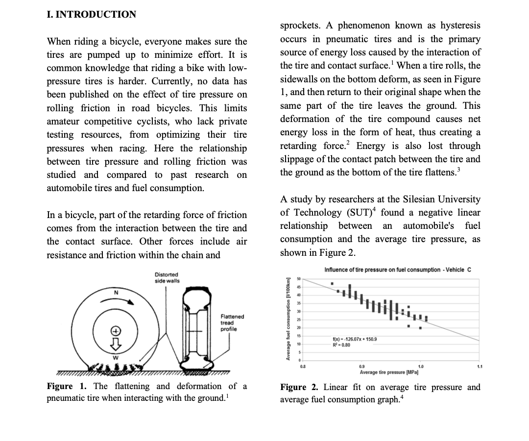 Tire Pressure and Rolling Friction of a Road Bicycle Tire